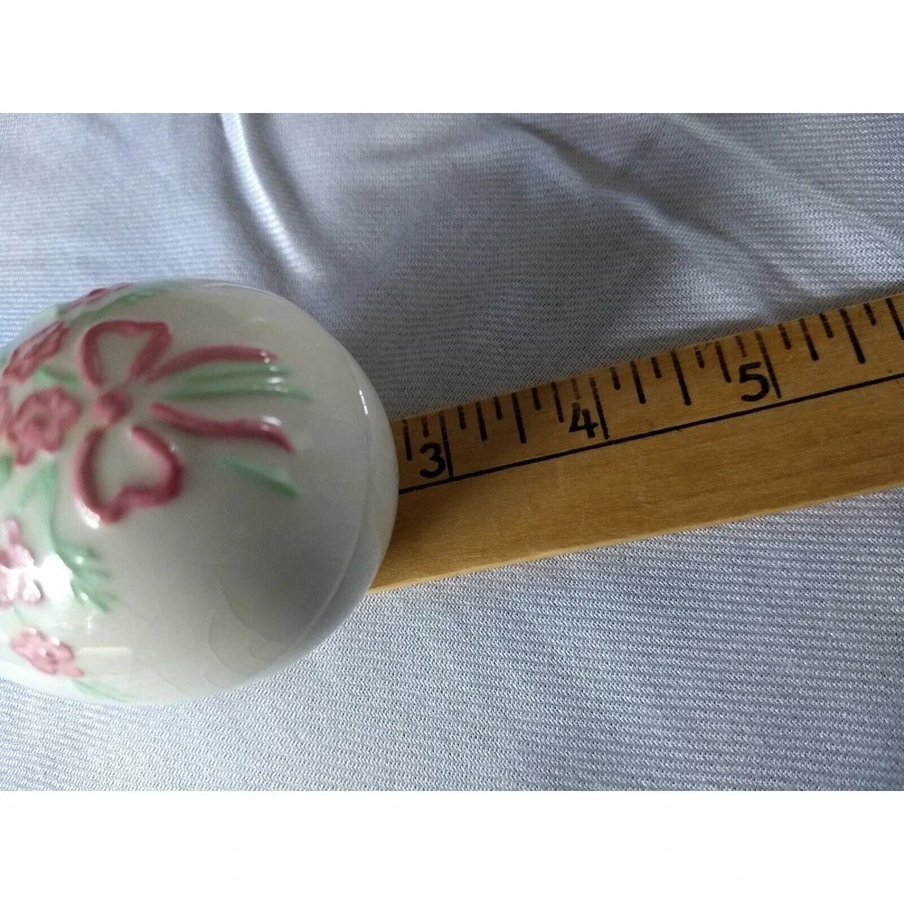 2 Bunny Knobler Japan Stainless Spreader Knives + Ceramic Egg Trinket Box Floral